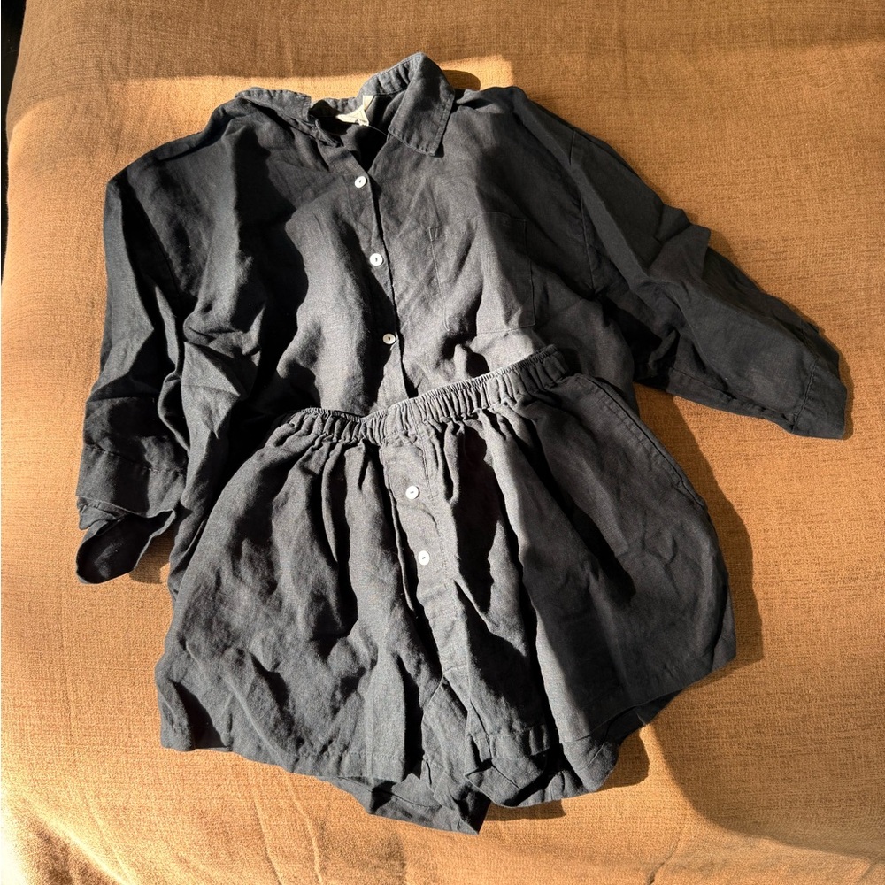 Women's Black Button-Up Top